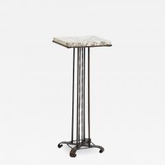 Art Deco Iron and Marble Tall Side Table or Pedestal - 2878427