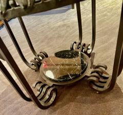 Art Deco Ironwork Coffee or Side Table with Black White Marble Top - 3783833