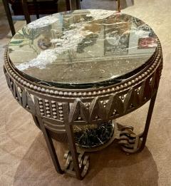 Art Deco Ironwork Coffee or Side Table with Black White Marble Top - 3783835
