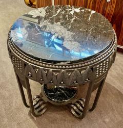 Art Deco Ironwork Coffee or Side Table with Black White Marble Top - 3783843