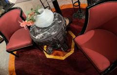 Art Deco Ironwork Coffee or Side Table with Black White Marble Top - 3783869