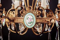 Art Deco Italian Brass Chandelier with Charming Porcelain Insert 1940 - 1764627