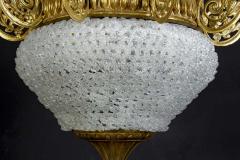 Art Deco Italian Ormolu and Murano Glass Majestic Lantern Chandelier 1930 - 1567828