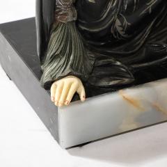 Art Deco Ivorine Bronze Marble Reclining Flapper Sculpture After Chiparus - 4142485
