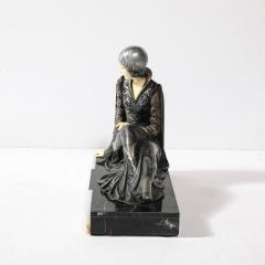 Art Deco Ivorine Bronze Marble Reclining Flapper Sculpture After Chiparus - 4142523