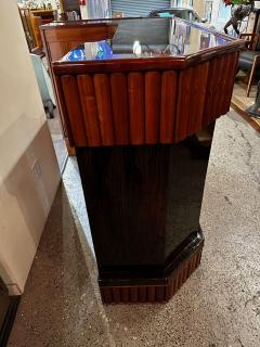 Art Deco L Shaped Stand Behind Macassar Bar and 3 Bar Stools - 3778882