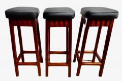 Art Deco L Shaped Stand Behind Macassar Bar and 3 Bar Stools - 3778883