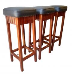 Art Deco L Shaped Stand Behind Macassar Bar and 3 Bar Stools - 3778894