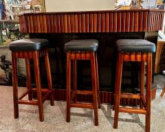 Art Deco L Shaped Stand Behind Macassar Bar and 3 Bar Stools - 3778897