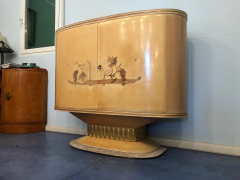 Art Deco Lacquered Wood Parchment Bar Cabinet Galleria Mobili Cant Italy 1950 - 2600142