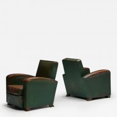 Art Deco Leather Club Chairs France 1930s - 3751329