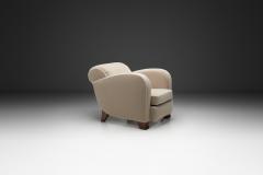 Art Deco Lounge Chair in Off White Mohair Upholstery France 1930s - 4638201