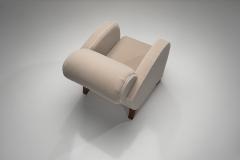 Art Deco Lounge Chair in Off White Mohair Upholstery France 1930s - 4638203