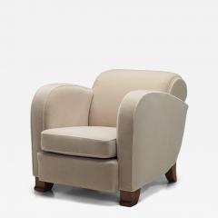 Art Deco Lounge Chair in Off White Mohair Upholstery France 1930s - 4648639