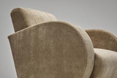 Art Deco Low Armchair in Sand Upholstery Europe First half of the 20th Century - 4604347