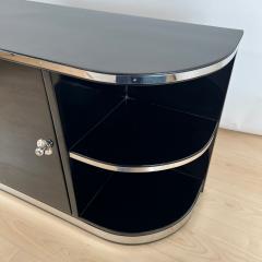 Art Deco Lowboard Black Lacquer Chrome Fittings France circa 1930 - 4219637