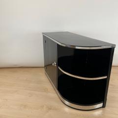 Art Deco Lowboard Black Lacquer Chrome Fittings France circa 1930 - 4219640