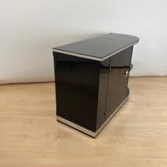 Art Deco Lowboard Black Lacquer Chrome Fittings France circa 1930 - 4219645