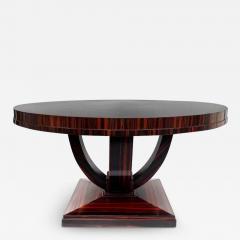 Art Deco Macassar Ebony Round Dining Center Table Beautifully Veneered Wood - 3539197