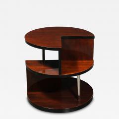 Art Deco Machine Age 3 Tier Walnut Occasional Table with Chrome Rod Supports - 4515342