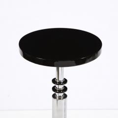 Art Deco Machine Age Banded Drinks Table in Black Lacquer and Chrome - 2092962