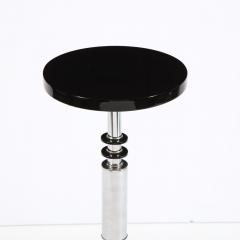 Art Deco Machine Age Banded Drinks Table in Black Lacquer and Chrome - 2092964