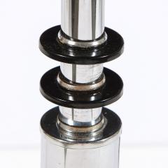 Art Deco Machine Age Banded Drinks Table in Black Lacquer and Chrome - 2092965