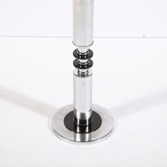 Art Deco Machine Age Banded Drinks Table in Black Lacquer and Chrome - 2092967