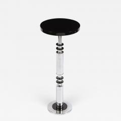 Art Deco Machine Age Banded Drinks Table in Black Lacquer and Chrome - 2094553