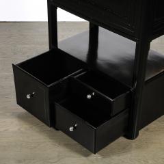 Art Deco Machine Age Bar Cabinet in Black Lacquer with Swivel and Drop Doors - 4566458