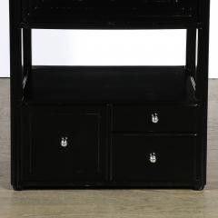 Art Deco Machine Age Bar Cabinet in Black Lacquer with Swivel and Drop Doors - 4566510