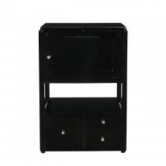 Art Deco Machine Age Bar Cabinet in Black Lacquer with Swivel and Drop Doors - 4566538