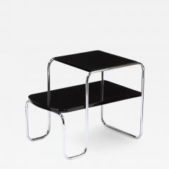 Art Deco Machine Age Black Lacquer and Polished Chrome Two Tier Side End Table - 2370389