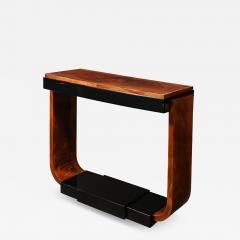 Art Deco Machine Age Book Matched Walnut w Black Lacquer Accents Console Table - 4379190
