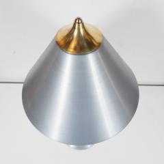 Art Deco Machine Age Brushed Aluminum and Brass Table Lamp - 1483782