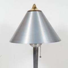 Art Deco Machine Age Brushed Aluminum and Brass Table Lamp - 1483784