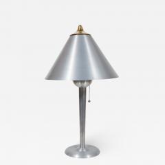 Art Deco Machine Age Brushed Aluminum and Brass Table Lamp - 1486314