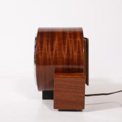 Art Deco Machine Age Burled Walnut with Aluminum Banded Detail Electric Clock - 4744867