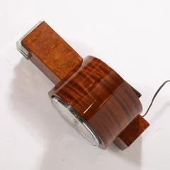 Art Deco Machine Age Burled Walnut with Aluminum Banded Detail Electric Clock - 4744868