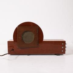 Art Deco Machine Age Burled Walnut with Aluminum Banded Detail Electric Clock - 4744871