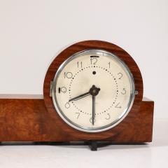 Art Deco Machine Age Burled Walnut with Aluminum Banded Detail Electric Clock - 4744873