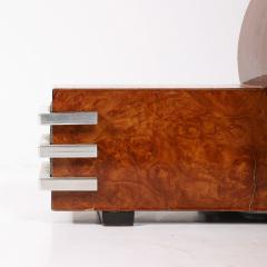 Art Deco Machine Age Burled Walnut with Aluminum Banded Detail Electric Clock - 4744874