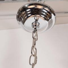 Art Deco Machine Age Chrome and Glass Bullet Chandelier with Linear Detailing - 1461689