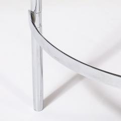 Art Deco Machine Age Demilune Side Table in Polished Chrome Black Lacquer - 4438548