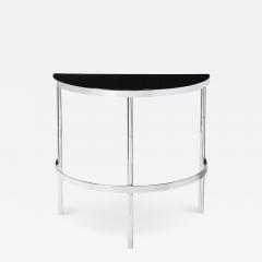 Art Deco Machine Age Demilune Side Table in Polished Chrome Black Lacquer - 4441217
