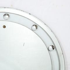 Art Deco Machine Age Floating Edge Round Banded Mirror W Reverse Bevel Details - 2909577