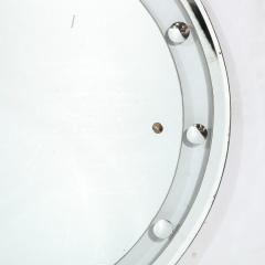 Art Deco Machine Age Floating Edge Round Banded Mirror W Reverse Bevel Details - 2909580