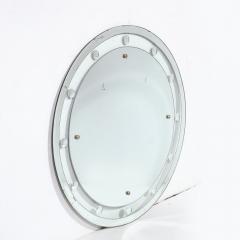 Art Deco Machine Age Floating Edge Round Banded Mirror W Reverse Bevel Details - 2909652