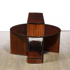 Art Deco Machine Age Folding Coffee Table in Book Matched Walnut Black Lacquer - 2909389