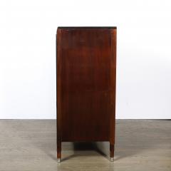 Art Deco Machine Age High Chest in Bookmatched Walnut Black Lacquer Chrome - 4622810